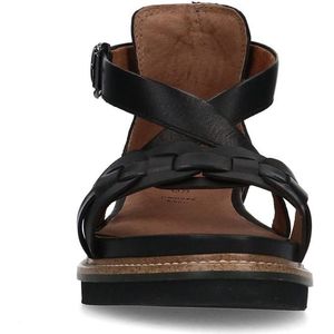 No Stress - Dames - Zwarte leren sandalen met gevlochten band - Maat 36