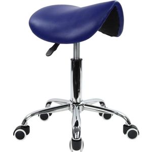CRLYN® Zadelkruk op Wielen - Kapperskruk Ergonomisch - Tabouret - Blauw
