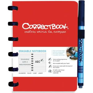 Correctbook A6 Original: uitwisbaar / herbruikbaar notitieboek, gelijnd, Horizon Red (rood) 40 stuks