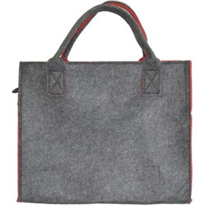 Boodschappentas Vilt - Grijs / Rood - 35 x 20 x 28 cm - Vilten tas - Stevige tas - Goodiebag - Shopper - Handtas