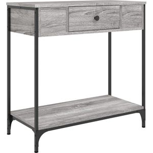 The Living Store Wandtafel 75x34,5x75 cm bewerkt hout grijs sonoma eikenkleurig - Wandtafel Retro - Bijzettafel Industrieel - Houten Kast - Vintage Tafeltje - Entreetafel