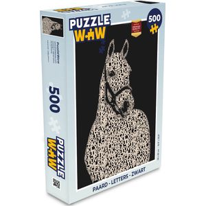 Puzzel Paard - Letters - Zwart - Meisjes - Kinderen - Meiden - Legpuzzel - Puzzel 500 stukjes