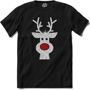 Kerst rendier buddy glitter - T-Shirt - Heren - Zwart - Maat 4XL