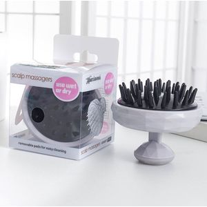 2 Stuk Haarborstel - Scalp Massager - Scalp Brush - Premium Siliconen - Haar Borstel - Hair Brush - Haarverzorging - Soins capillaires - Anti Roos - Haargroei - Hoofdhuid Massage- Brosse à cheveux - Diamont Grijs-Zwart
