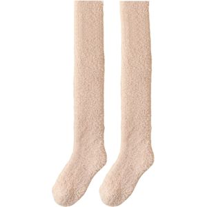 Overknee sokken lichtroze - damessokken - meisjessokken - fleece - warme sokken - maat 36/40 - over de knie - zacht - huissokken - overknee kousen - huissokken - cadeautip