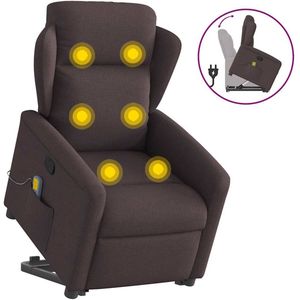 vidaXL Sta-op-massagestoel - Donkerbruin - Stof - Verstelbaar met Massagefunctie