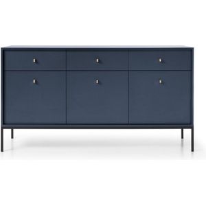 InspireMe- Commode- Ladekast - Kast - voor de woonkamer - moderne vorm en kleur - 3 deuren + 3 laden - (153,5 cm - 39cm - 83,2 cm) - Blauw - Donkerblauw - Marineblauw - MELODY III