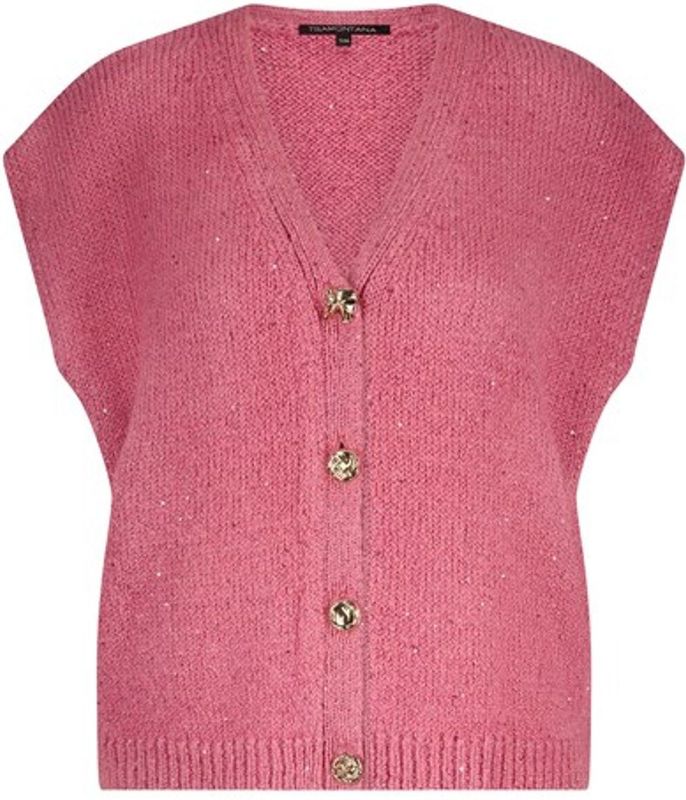 Tramontana - Gebreid Vest - Roze - Mouwloos - Met Pailletten
