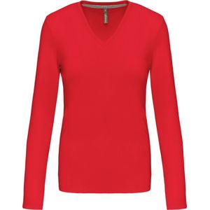 Kariban - K382 - T-shirt - Rood - V-hals - Lange Mouwen