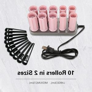 Verwarmbare krulspelden - 10 stuks elektrische haarkrullers met tas (2 maten)