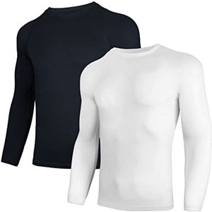 Set van 2 lange mouwen compressieshirts voor heren - Sneldrogend en ademend sportshirt