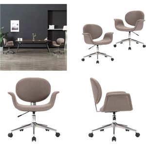 vidaXL Eetkamerstoelen draaibaar 2 st stof taupe - Eetkamerstoel - Eetkamerstoelen - Keukenstoelen - Keukenstoel