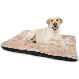 Hondenbed voor kleine honden, 58 x 45 cm, hondenmat, wollig, hondenkussen, wasbaar, zacht en comfortabel, hondenmatras, anti-angst, antislip, huisdierbed, beige