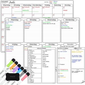 Systemyze Maandplanner & Weekplanner Whiteboard Set – Magnetisch Planbord – Magnetische Maandplanner – Inclusief Dag, Meal Planner, Markers & Wisser – A3 Formaat