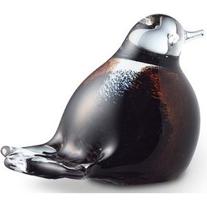 Glasobject vogel mini urn glas bruin/zwart/wit
