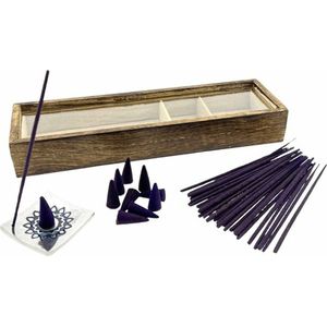 Wierook Cadeau set - 30 Wierookstokjes & 10 kegels Incl. Aluminium houder - Geur Vanille