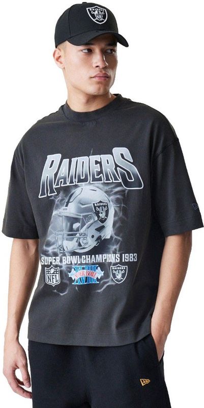 New Era Nfl Washed Boxy Las Vegas Raiders T-shirt Met Korte Mouwen Grijs L Man