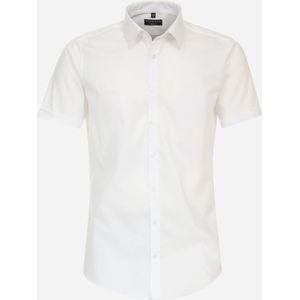 Redmond slim fit overhemd - korte mouw - popeline - wit - Strijkvriendelijk - Boordmaat: 45/46