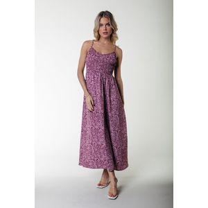 Colourful Rebel Sophie Floral Smock Maxi Dress Jurken Dames - Rok - Jurk - Roze - Maat L