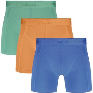 Bamboo Basics Heren Bamboe Boxershorts Rico (3-pack) - Lichtgroen, Papaya & Lichtblauw Ton Sur Ton - Ondergoed Heren - Boxershort Heren Lange pijp - Maat S
