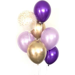 Ballonnen Huwelijk / Bruiloft - Geboorte - Verjaardag ballonnen | Goud - Paars - Lila /Mauve - Transparant - Polkadot Dots | Baby Shower - Kraamfeest - Fotoshoot - Wedding - Birthday - Feest - Huwelijk | Decoratie | DH collection