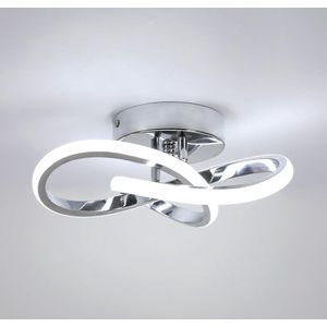 Goeco plafondlamp - 25cm - Klein - LED - 22W - koel wit licht - 6500K - zilveren - voor slaapkamer gang balkon