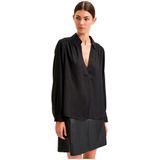 Selected - Lina - T-shirt - Zwart - Met Lange Mouwen En V-hals