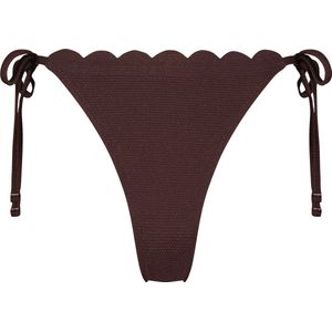 Hunkemöller Dames Badmode Cheeky Tanga Bikinibroekje Scallop Lurex - Bruin - maat S