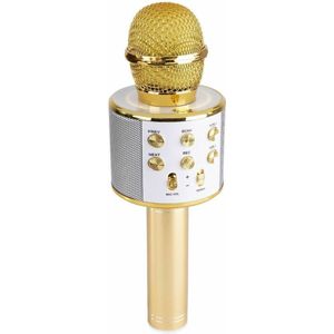 Karaoke Microfoon met Bluetooth en Echo Effect - Speaker - MP3 - Goud - MAX KM01