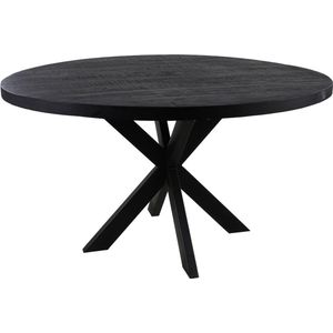 Sfeerwonen en Zo® Ronde tafel met spinpoot - 140 cm - DIK BLAD - zwart mango hout