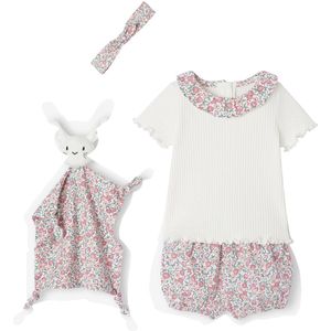 Cadeauset - Ecru - T-shirt + Broekje + Hoofdband + Knuffel