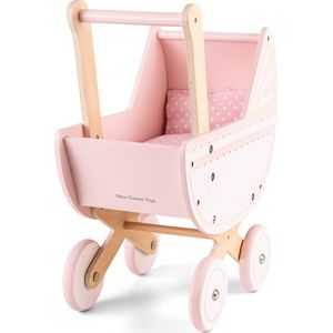 New Classic Toys Houten Poppenwagen Roze - Duwhoogte 50 centimeter
