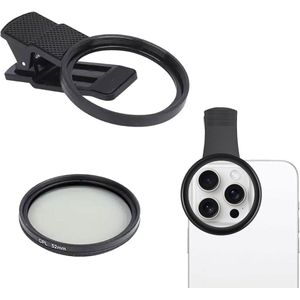 52mm Universele Camera Lens voor Mobiele Telefoon - CPL Filter - Polariserende Filter - Clip-on Polariserende Filter voor Smartphones - Vermindert Glans - Intense Kleuren