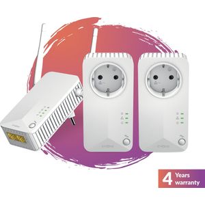 STRONG - Powerline Wifi 600 Kit - Trio CPL Wifi - Powerline Kit - 600 Mbps/Wifi 300 Mbps - Compatibel met elke Box/Router - 1 Ethernetpoort + gefilterde aansluiting - Snelle installatie - Wit - 4 jaar garantie