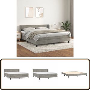 vidaXL Boxspring - Lichtgrijs - 160x200 cm - Fluweel Boxspringbed - Boxspring - Tweepersoonsbed - Velvet Bed - Grijs Bed