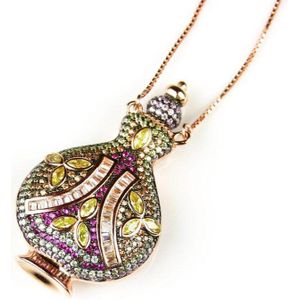 Zilveren collier halssnoer roos goud verguld Model Arabic Colors gezet met gekleurde stenen