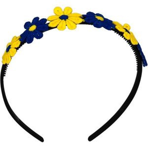 Diadeem met madeliefjes - carnaval - blauw - geel - haaraccessoires