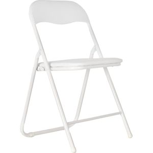 EASTWALL Klapstoel Premium – Vouwstoel – Bijzetstoel Binnen – tot 90kg belastbaar – 43cm zithoogte - Staal/katoen/PVC - Wit