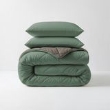 Sleeptime 2 in 1 Diamant Dekbed - Dekbed zonder Overtrek Inclusief Kussenslopen - 240x200 - Groen/Kaki