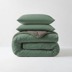 Sleeptime 2 in 1 Diamant Dekbed - Dekbed zonder Overtrek Inclusief Kussenslopen - 240x200 - Groen/Kaki