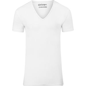 Garage 206 - Bodyfit T-shirt diepe V-hals korte mouw wit S 95% katoen 5% elastan