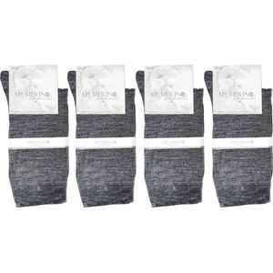 4 Paar Merino Sokken - Merino Wollen Sokken - Maat 35-38 - Naadloos - Midden Grijs - Merino Wol - Dames en Heren - Merino Wollen Kousen - Zacht