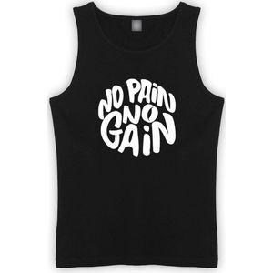 Zwarte Tanktop “ No Gain No Pain “ maat XXL