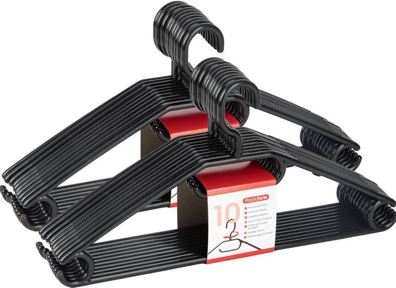 Plasticforte - Kledinghangers - Zwart - 20x - Kunststof - 40,5 cm