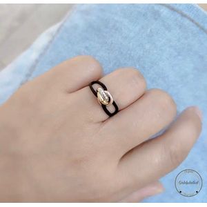 Soraro Tricolor Ring | Zwart | Goldplated | Soraro Ringen | Cadeau voor haar | verjaardag vrouw