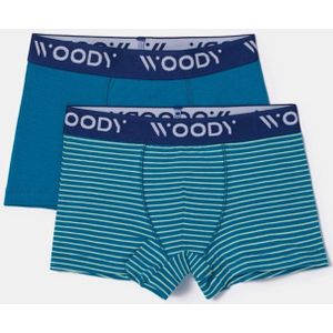 Woody duopack boxershort jongens - blauwgroen/gestreept - 252-10-CLD-Z/021 - maat 104