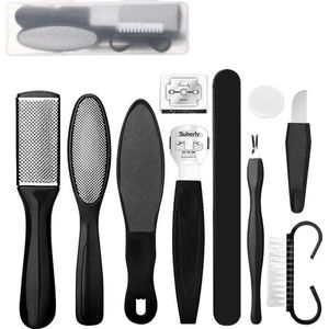 Without Lemon - Pedicure Set - 10-delig - met Opberg Etui - Voetverzorging - Voetvijl - Eelt verwijderen - RVS - Zwart