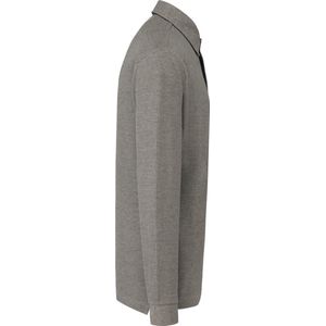 Polo Heren M Kariban Kraag met knopen Lange mouw Stone Grey Heather / Dark Grey 85% Katoen, 15% Viscose