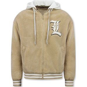 Teddy Jas Heren met Capuchon - Oversized Baseball Jacket - Tussenjas Heren - 537 - Bruin