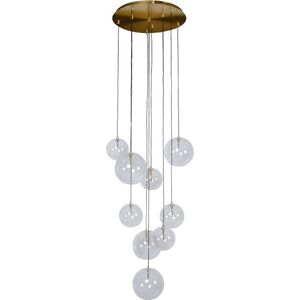 Atmooz - Hanglamp Pendant Camau - Industrieel - Woonkamer / Slaapkamer / Eetkamer - Plafondlamp - Transparant - Hoogte 180cm - Glas en Metaal